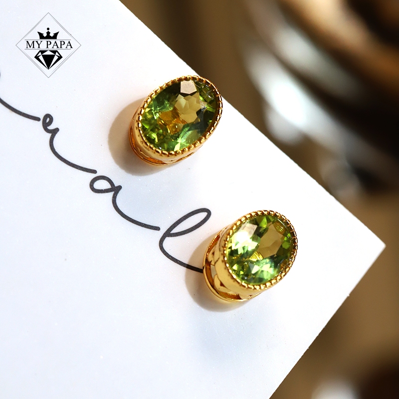 Khuyên tai Bạc 925 khảm Chrysolite Nga MYPAPA - KT18