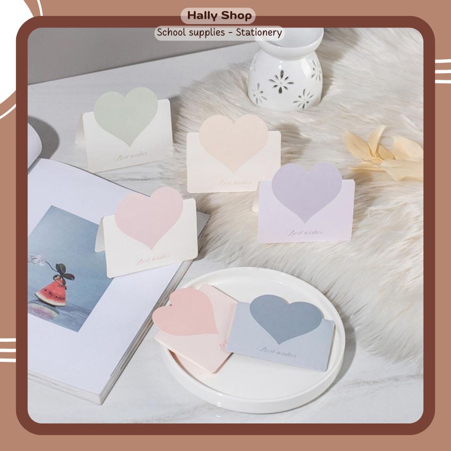 Thiệp Quà Tặng Chúc Mừng Họa Tiết Trái Tim Dễ Thương Cute - Hally shop