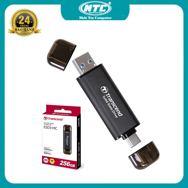 Ổ cứng di động SSD kiêm USB otg 256GB Transcend ESD310 đọc 1050MB/s ghi 990MB/s - PSD phân phối