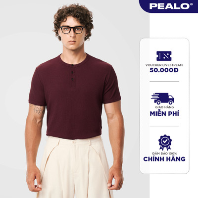 Áo thun gân body henley PEALO cổ cúc mở nam tính chất liệu thoáng mát SPT4