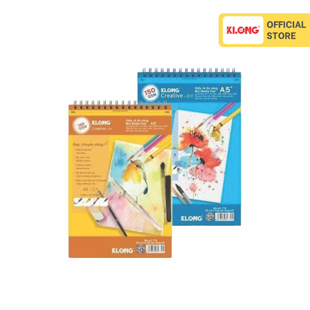Sổ vẽ đa năng cao cấp KLONG A5+ 40 tờ 150GSM; MS: 770
