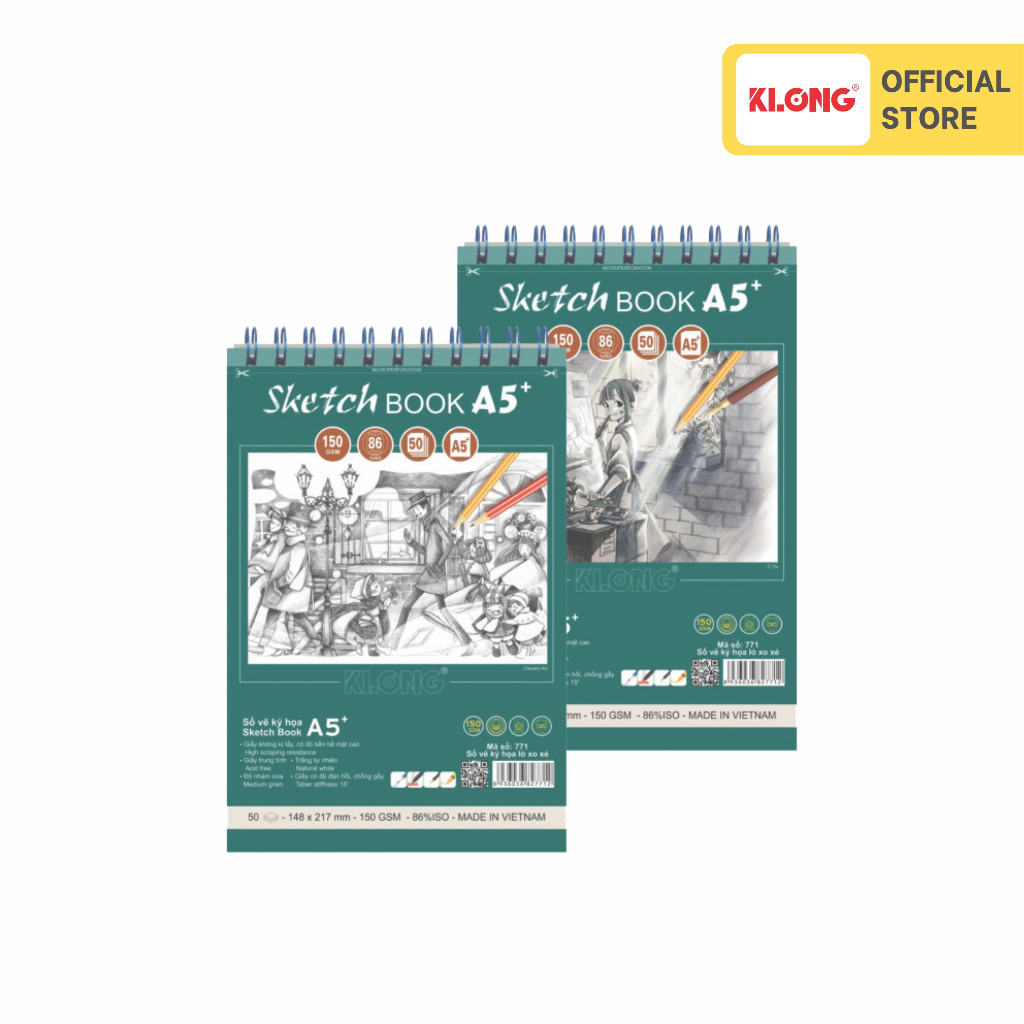 Sổ vẽ Sketchbook cao cấp KLONG A5+ 50 tờ 150GSM; MS: 771