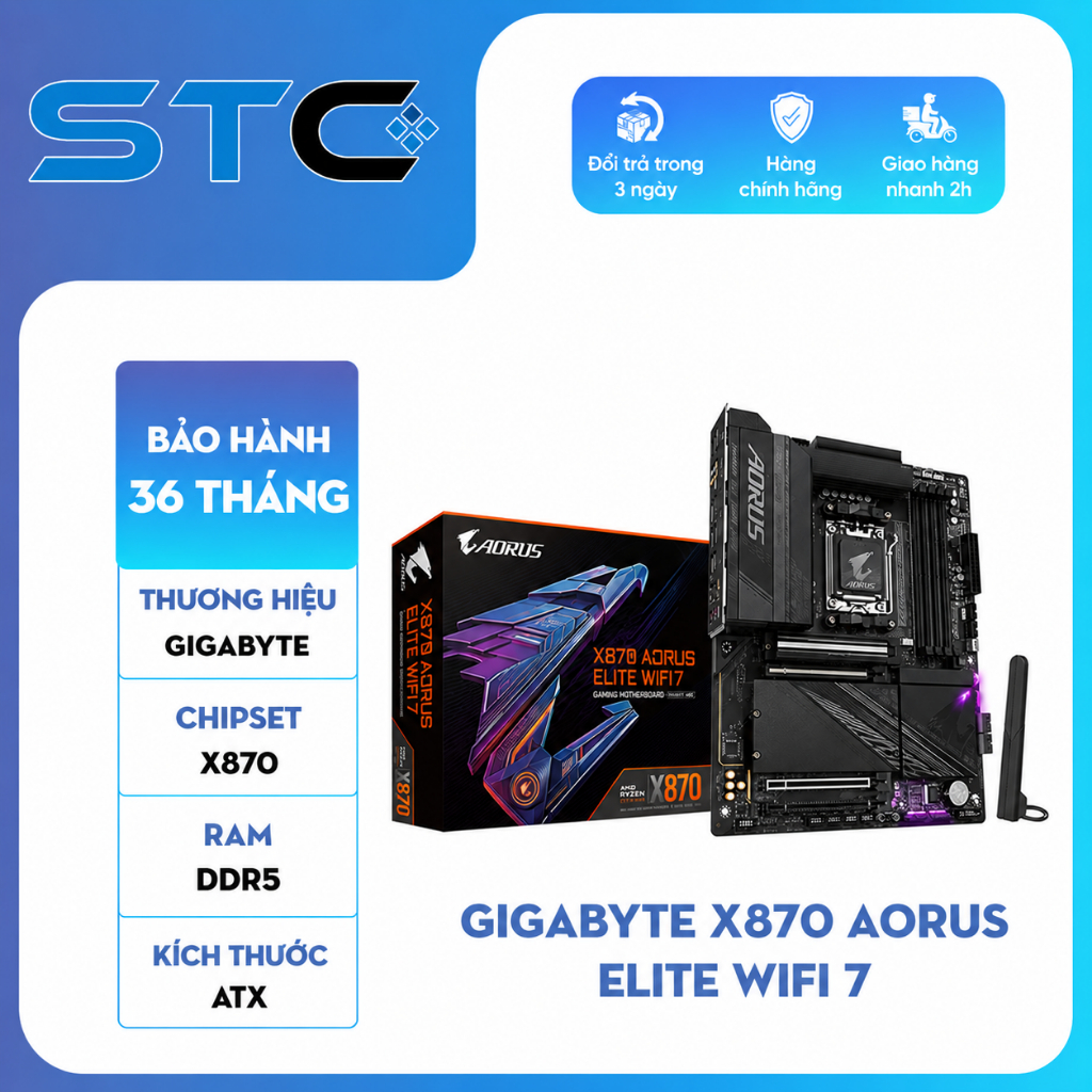 [Full Vat ] Mainboard Gigabyte X870 Aorus Elite WIFI 7 - Hàng XT mới 100% - Bảo hành 24 tháng