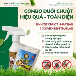 COMBO - Xịt Đuổi Chuột Nhật + Viên Đuổi Chuột Thái Lan - Dùng Cho Nhà Ở, Xưởng, Quán Ăn, Gara Ô tô