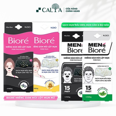 Hộp 4 Miếng Dán Lột Mụn Biore Cho Nam Nữ, Se Khít Lỗ Chân Lông - Bioré Pore Pack