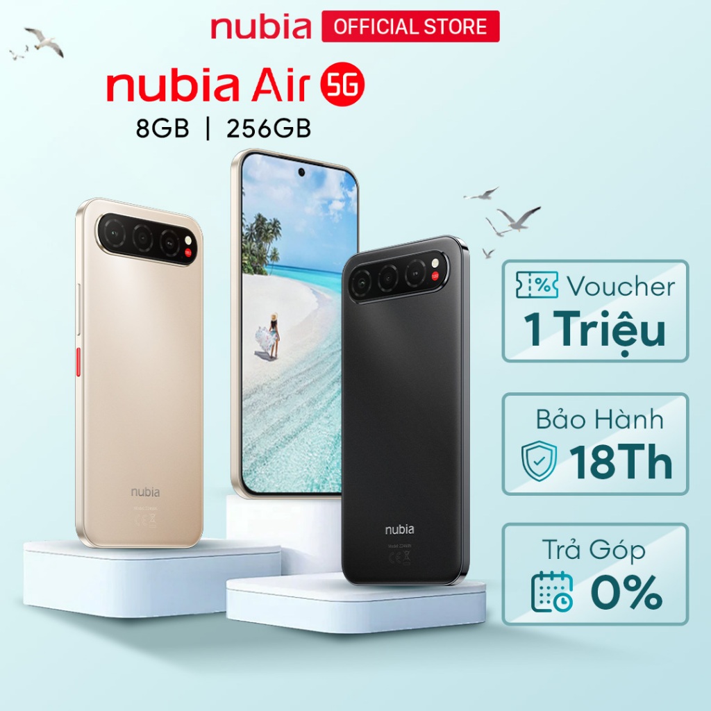Điện thoại Nubia Air 5G 8GB/256GB I chip Unisoc T8300 I màn AMOLED 4500nits I IP68 & IP69 I Pin 5000mAh sạc 33W | BigBuy360 - bigbuy360.vn