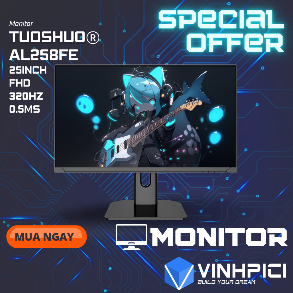 Màn hình Gaming TUOSHUO AL258FE AK269-Pro (25inch/FHD/Nano-IPS/320Hz/0.2ms) chung Panel ROG Strix XG