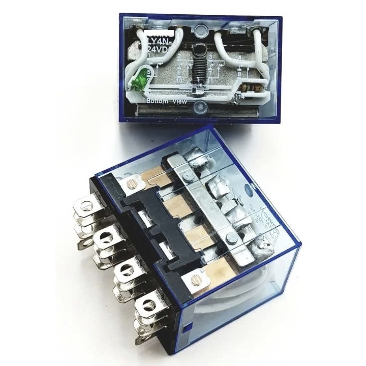 (omron) Rơ le trung gian LY4N , 14 chân dẹt lớn có đèn điện áp 24VDC, 220VAC,10A,4NO+4NC