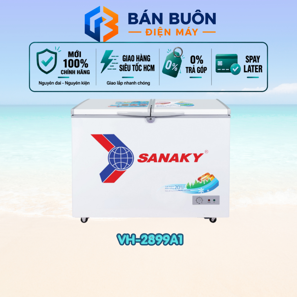 VH-2899A1 Tủ đông Sanaky – 235L, 1 ngăn đông, 2 cánh mở, dàn lạnh đồng | VH2899A1