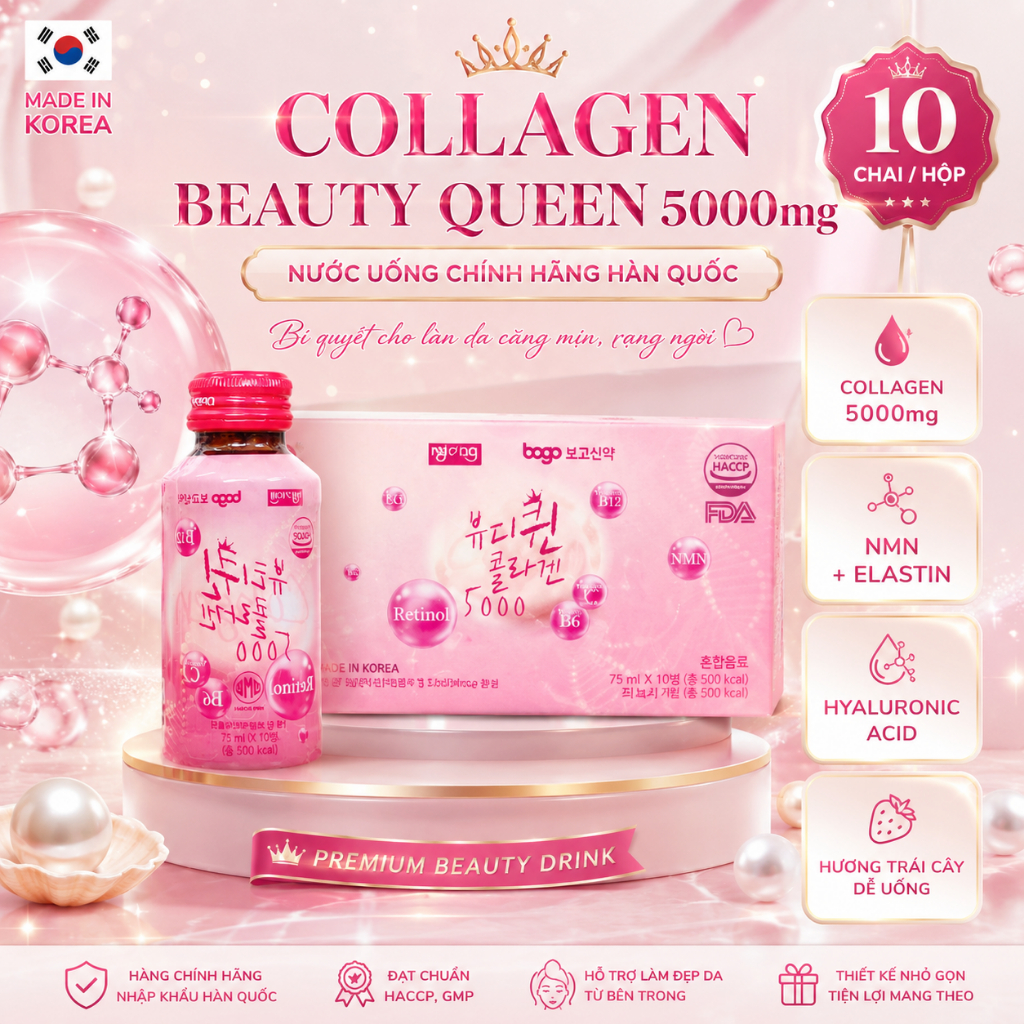 Thực Phẩm Bổ Sung Beauty Queen Collagen 5000 - Combo 6 Hộp/ 9 Hộp Collagen