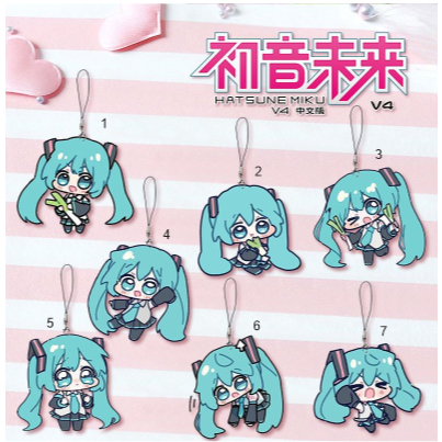 Hatsune Miku Anime peripheral Kawaii mobile phone chain 2D mobile lanyard student schoolbag pendant 