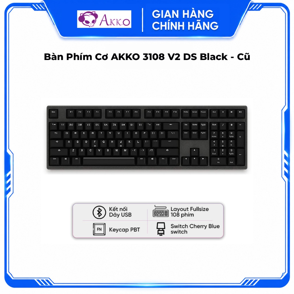 Bàn Phím Cơ AKKO 3108 V2 DS Black - Cũ