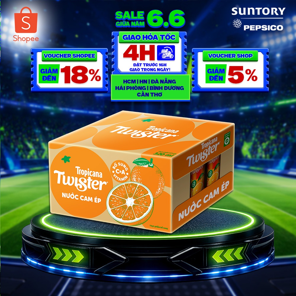 [SALE 6.6] Thùng 24 Chai Nước Trái Cây Twister Cam (320ml /chai)