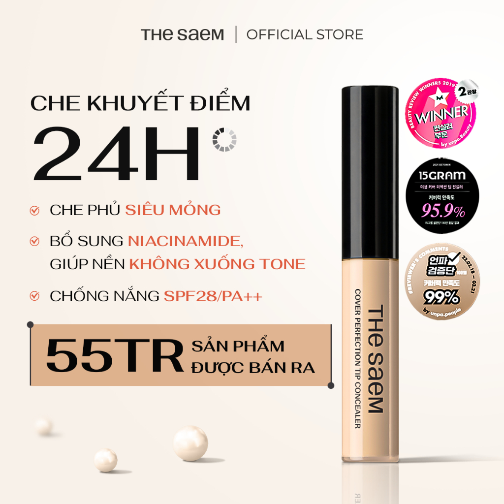 [DAILY] Che khuyết điểm chống nắng che phủ cao THE SAEM Cover Perfection Tip Concealer 6.5