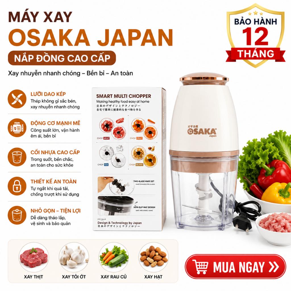 Máy Xay Osaka 700ML Công Suất 350W Thiết Kế Đa Năng Lưỡi Dao Cao Cấp Không Gỉ