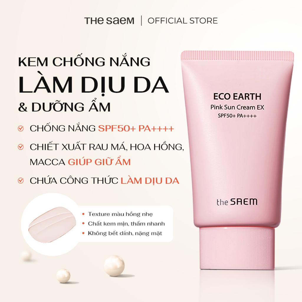 [Date 03/2027] Kem Chống Nắng Vật Lý Lai Hóa Học THE SAEM Eco Earth Pink Sun Cream EX SPF50+ PA++++