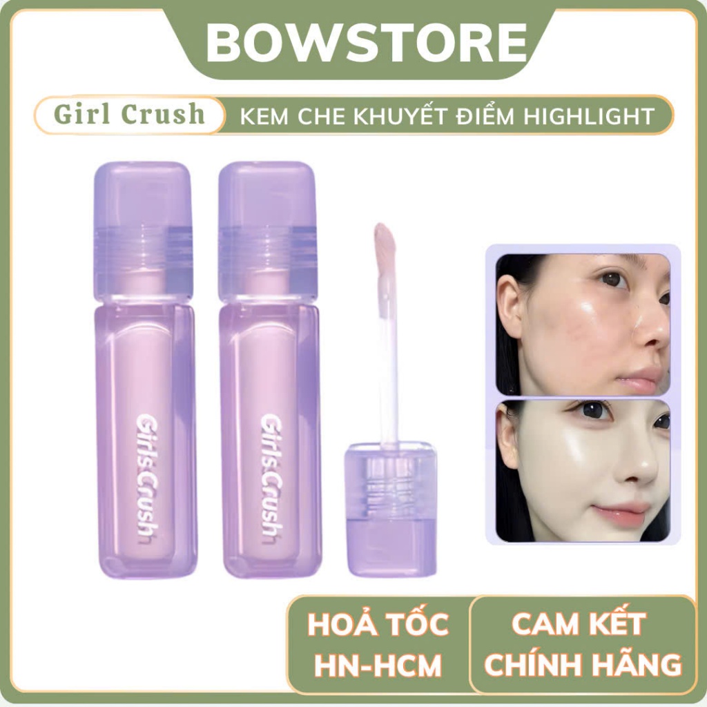 [GIRLS CRUSH] Kem Làm Sáng Che Khuyết Điểm Girls Crush Matte Velvet Concealer Mỏng Mịn 8g BOWSTORE