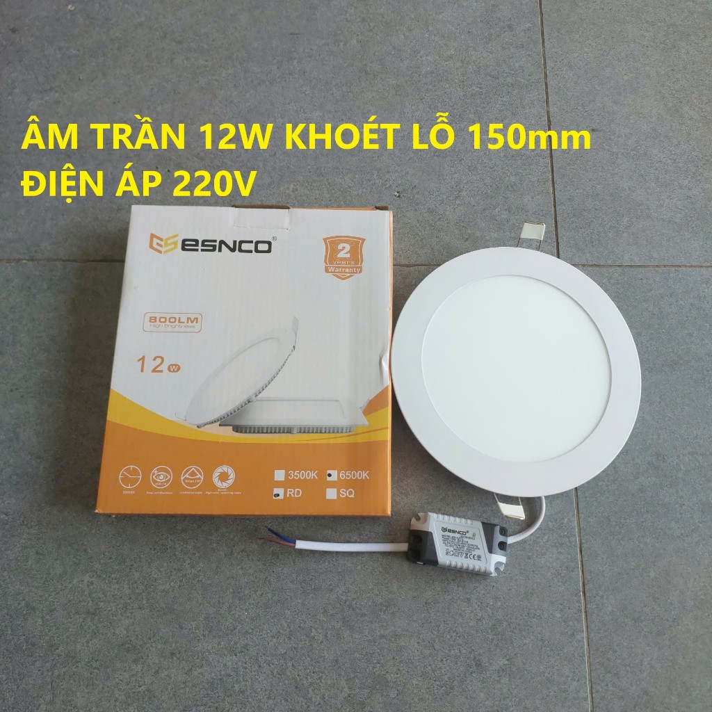 Đèn Led Âm Trần Tròn 12w Trắng esnco