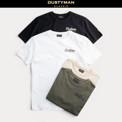 Áo Thun Nam Signature Dustyman Cổ Điển, Vải Cotton Cao Cấp, Co Giãn, Thoáng Mát, Form Regular Fit