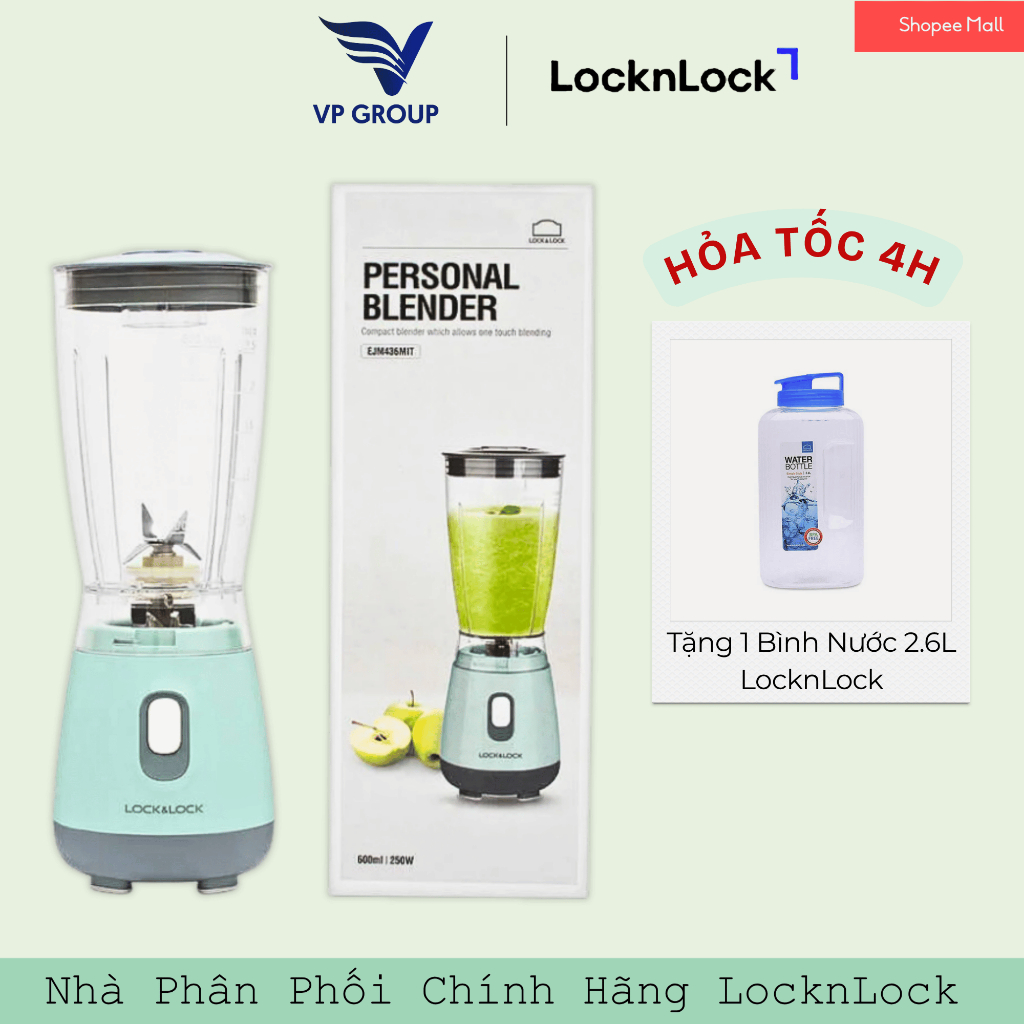 [LocknLock] Máy Xay Sinh Tố Cá Nhân Personal Blender 600ml - Màu xanh mint - EJM436MIT