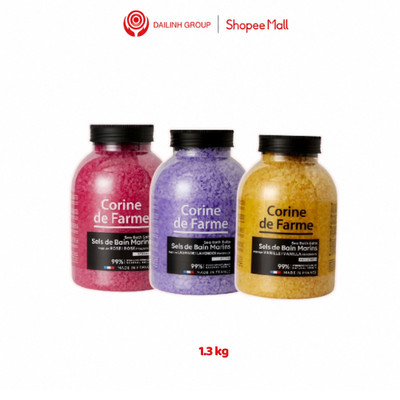 Muối Tắm CORINE DE FARME Hương Vani, Hoa hồng, Oải Hương 1.3Kg/ hộp – Tẩy Tế Bào Chết, Dưỡng Da Mịn