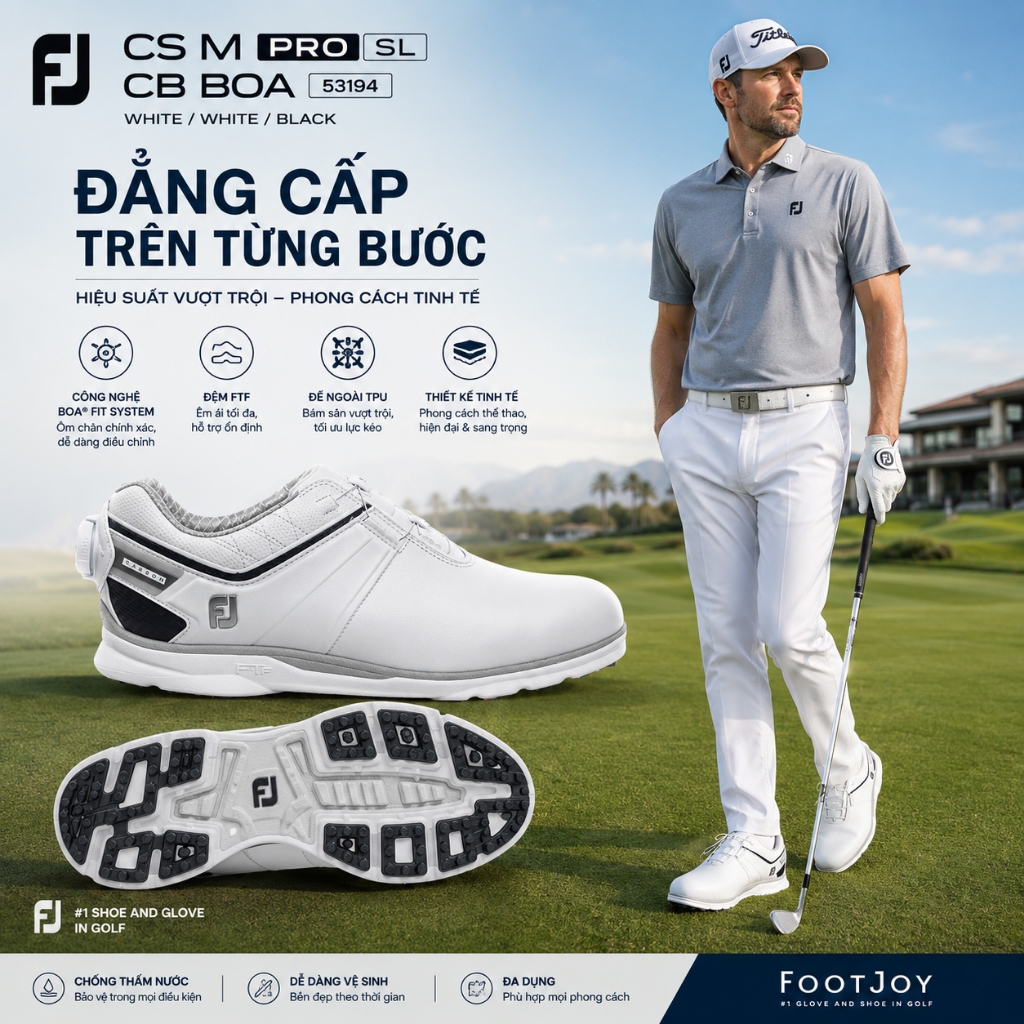 Thanh lý giày golf nam FootJoy Pro SL Carbon BOA 53194 chính hãng