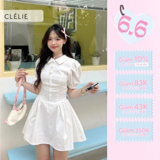 CLÉLIE Đầm cổ sen đính nơ đá tay phồng tùng xòe DORIS DRESS
