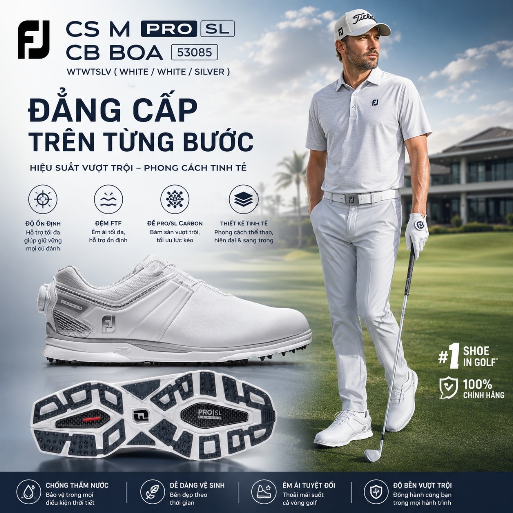 Thanh lý giày golf nam FootJoy Pro SL Carbon BOA 53085 chính hãng