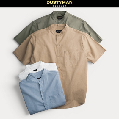 Sơ Mi Linen Nam Tay Ngắn Azure Dustyman,Vải Linen Cao Cấp,Thoáng Mát,Form Regular Fit
