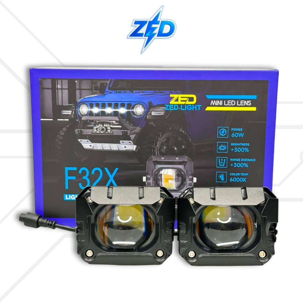 Đèn LED Trợ Sáng F32X ZEDLIGHT - 45W 12.24V Cos Vàng Pha Trắng Lắp Oto,Xe Máy Chống Nước IP68