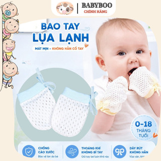 Bao tay sơ sinh bằng lụa lạnh chống trầy xước, găng tay mỏng mùa hè thoáng khí cho bé Babyboo