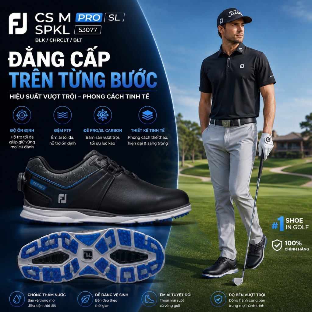 Thanh lý giày golf nam FootJoy Pro SL Spikeless 53077 chính hãng