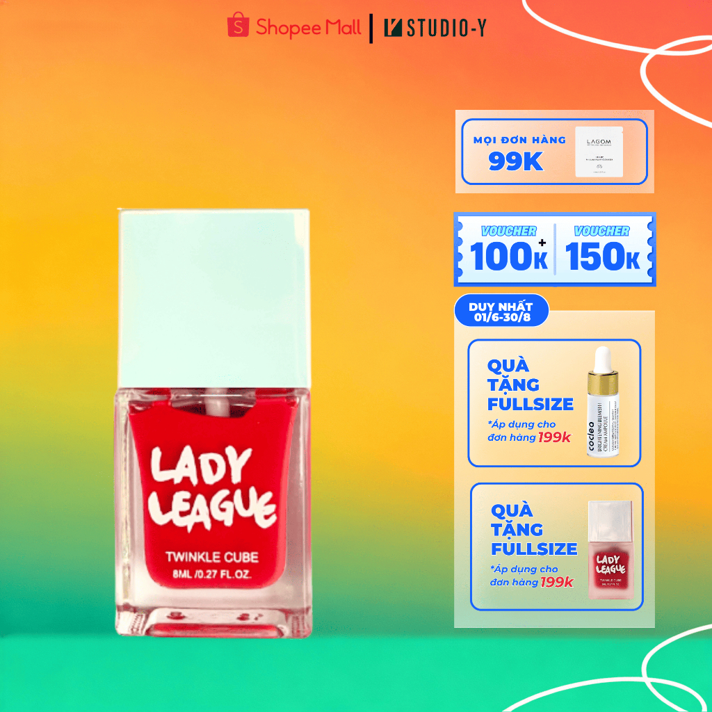 Son môi LADY LEAGUE Twinkle Cube, chất son mềm mịn đều màu, không làm khô môi | STUDIO Y