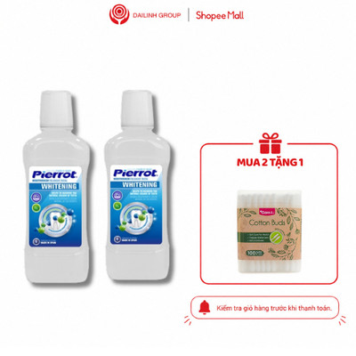 (Mua 2 Tặng 1 tăm bông) Nước Súc Miệng Pierrot Whitening 500ml Trắng Răng Thơm Miệng Diệt Khuẩn