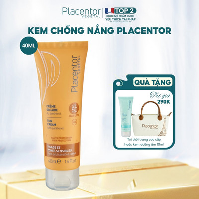 Kem chống nắng Placentor Sun Cream SPF50+ 40ml Cả Da Nhạy Cảm Bảo Vệ Da Vitamin E và F Giữ Ẩm Da Bảo Vệ Khỏi Tia UV