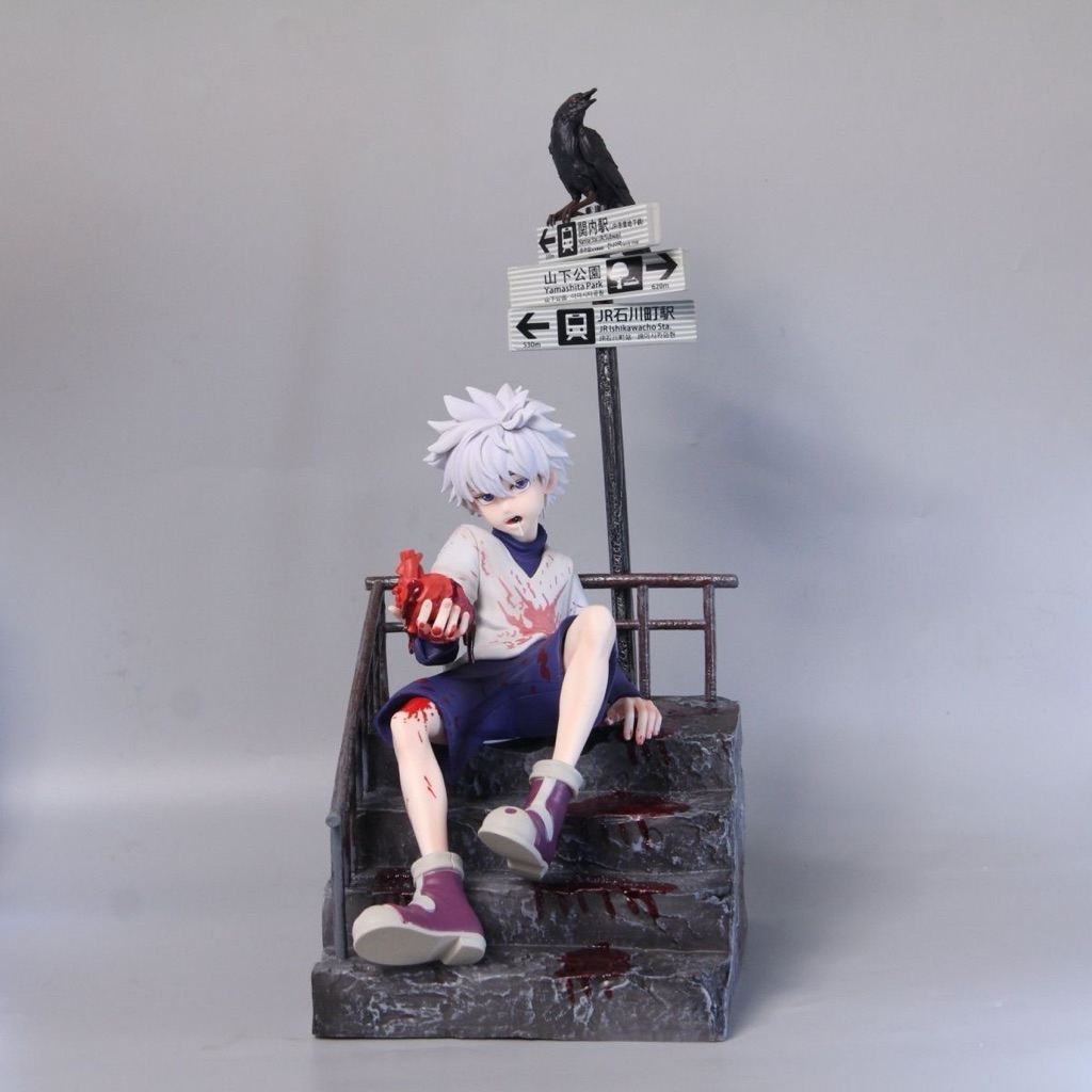 Mô Hình Killua Zoldyck Móc Tim Ngồi Bậc Thang Siêu Ngầu - Tượng GK Killua Hunter x Hunter Red Stone 