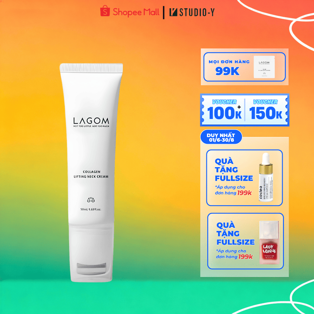 Kem dưỡng da cổ Lagom Collagen Lifting Neck Cream, hỗ trợ giảm nhăn và tăng độ đàn hồi cho vùng da c