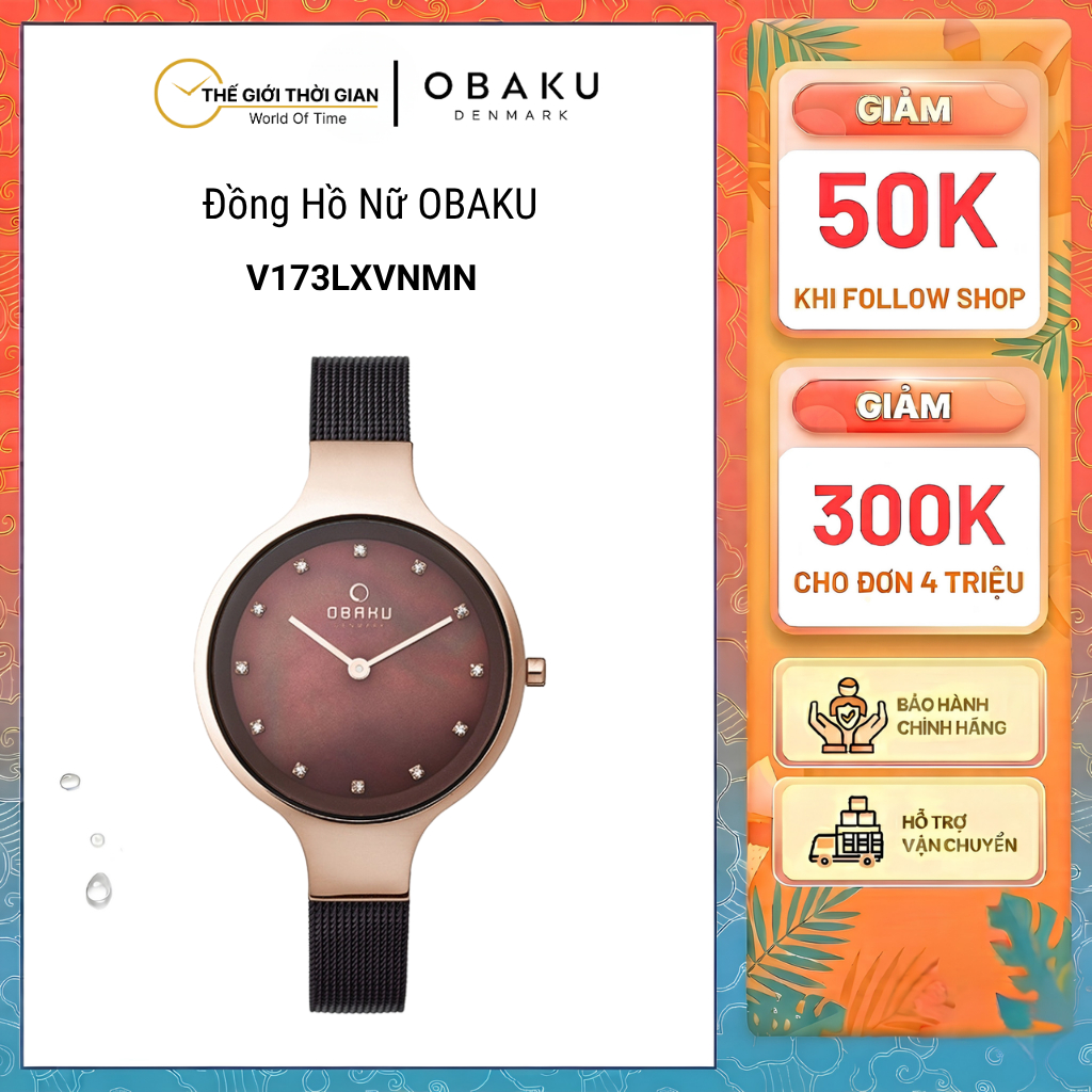 Đồng hồ đeo tay nữ hiệu Obaku V173LXVNMN