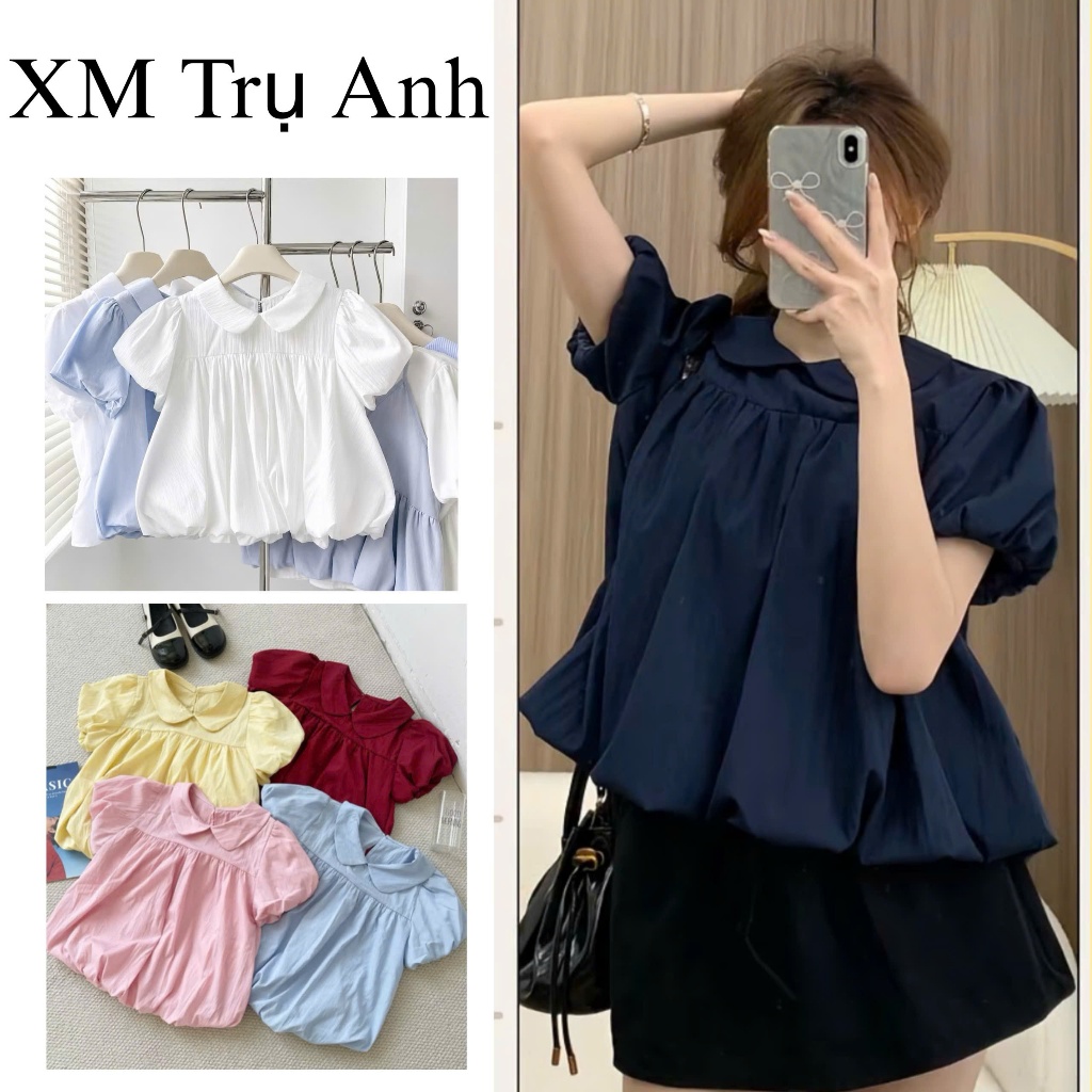 Áo babydoll cổ sen xinh tiểu thư ao dáng bí hot trend mặc đi chơi hottrend nữ