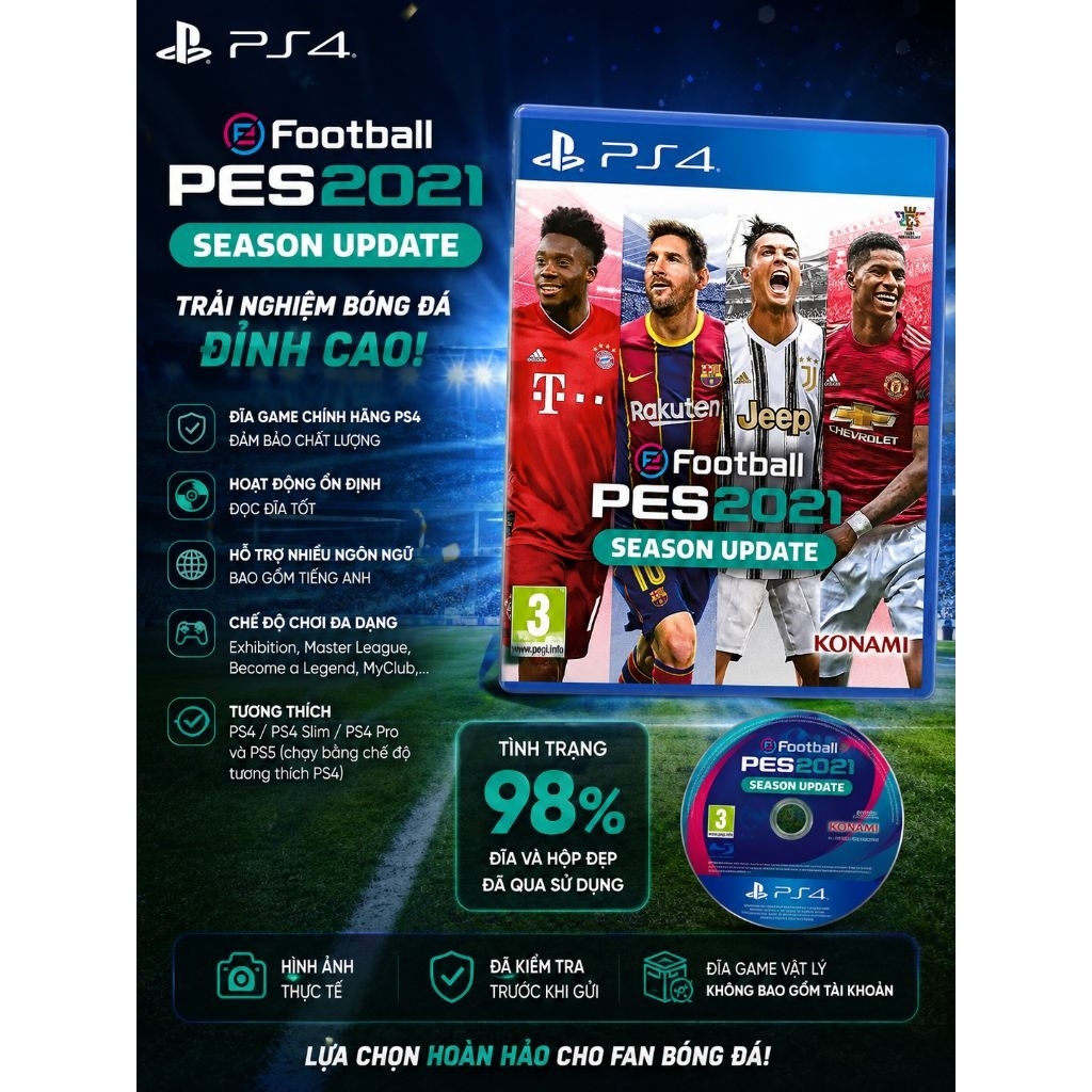 PES 2021 Season Update PS4 - Đĩa Game Đã Qua Sử Dụng