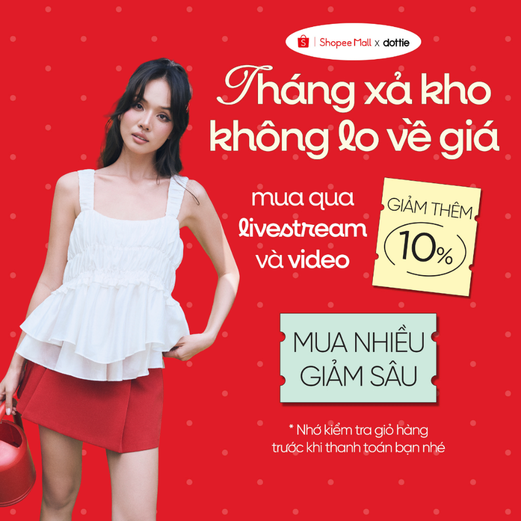 [NEW ARRIVAL] [HOT SUMMER] DOTTIE - Áo kiểu nhún bèo nhiều tầng - Trắng - T1193