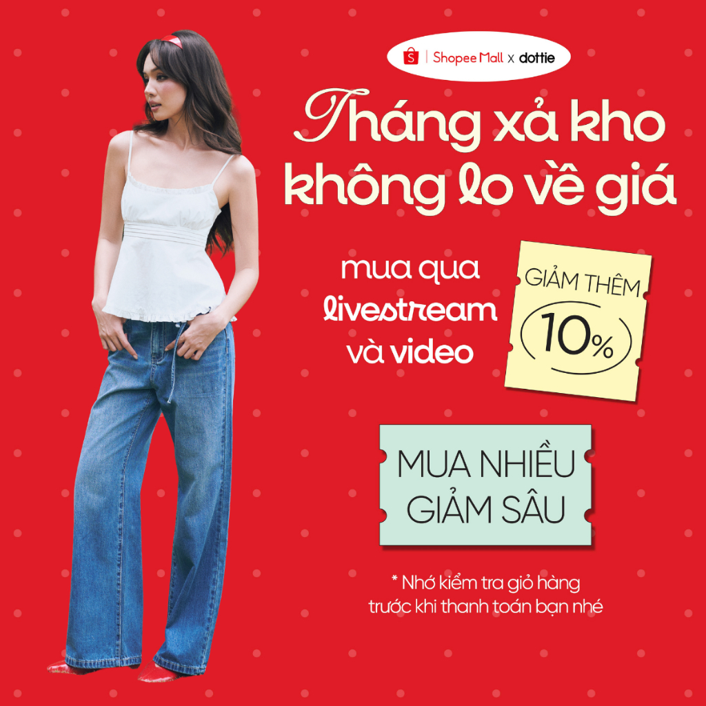 [NEW ARRIVAL] DOTTIE - Quần Jean cạp cao cột dây - Xanh đậm - Q0418
