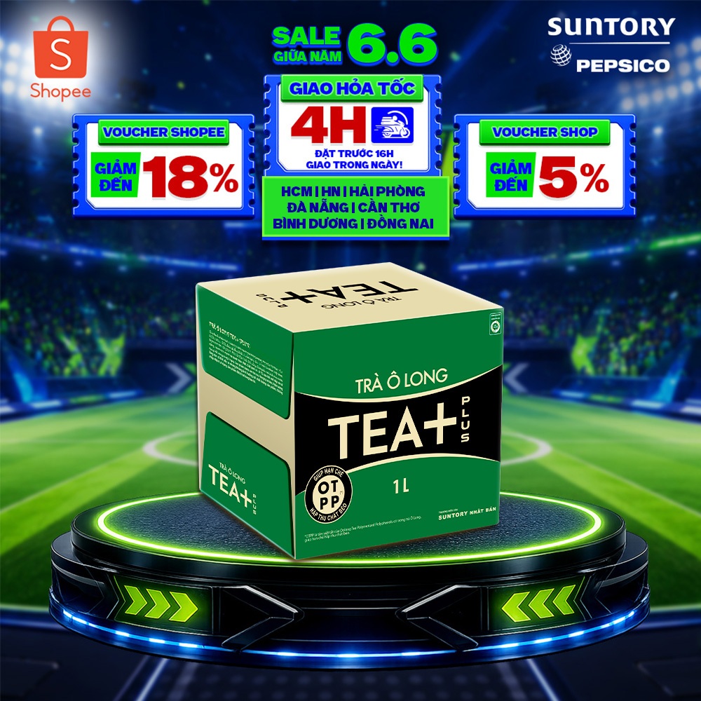 [SALE 6.6] Thùng 12 Chai Trà Ô long Tea+ (1000ml/chai)