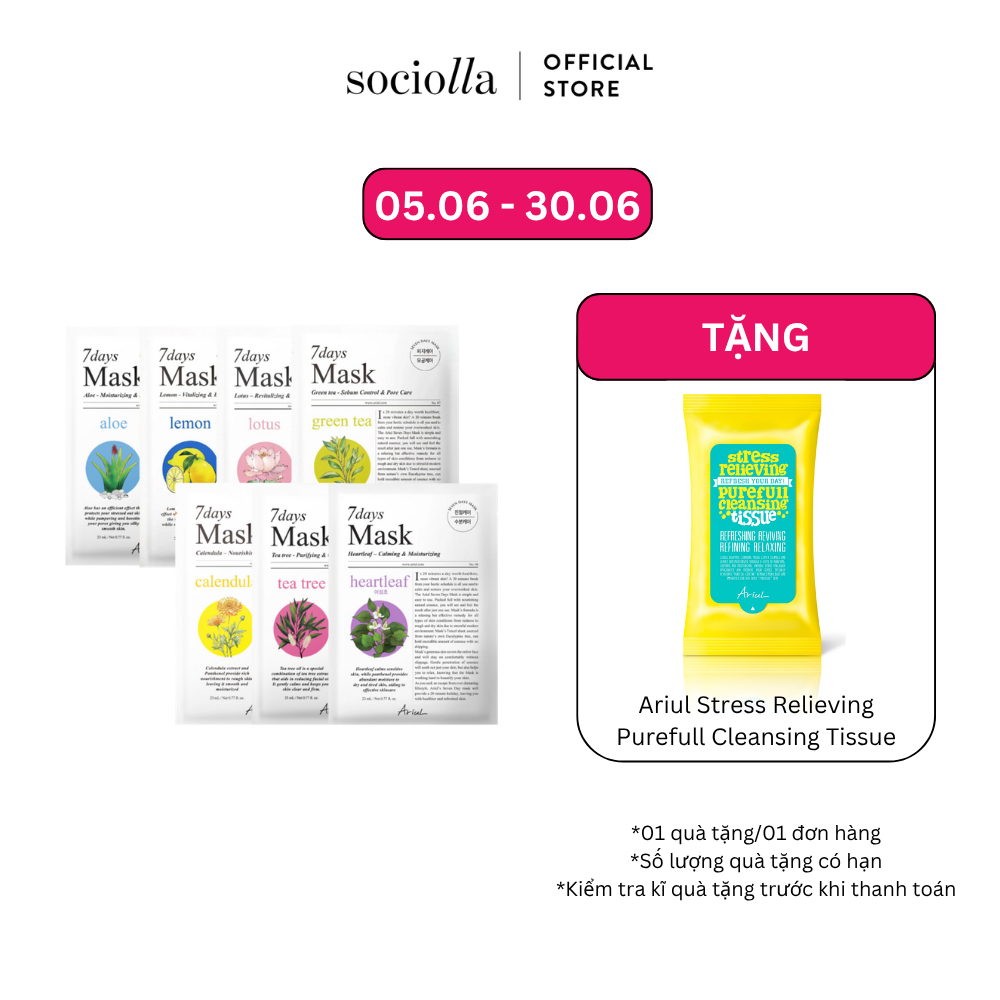 Combo 7 Mặt Nạ Căng Mướt Da Ariul Mask 7days Mix (New)