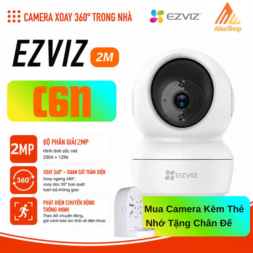 [2026] Camera WiFi Ezviz H6C G1 / C6N Pro 2M-3M-4K, Có Nút Gọi Đàm Thoại 2 Chiều, Xoay 360