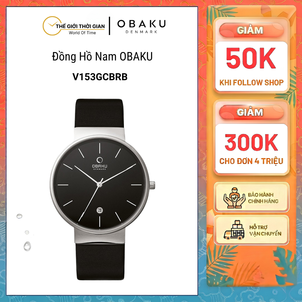Đồng hồ Nam Obaku V153GCBRB dây Da