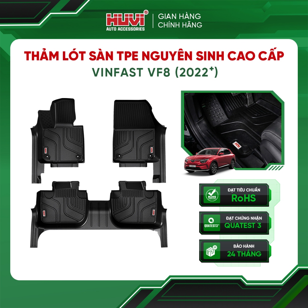 |TẶNG LÓT RỐI| Thảm lót sàn ô tô Vinfast VF8 2023-2026 Eco tràn viền bậc cửa Huvi