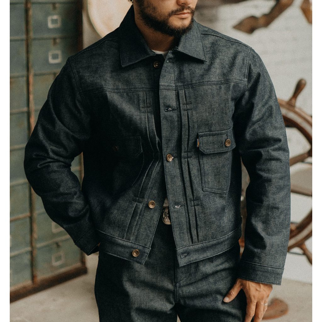 [NEW] Áo Khoác Denim Nam Type II 14 Oz "Awaji" - raw pink selvedge denim, màu deep blue, form boxy -