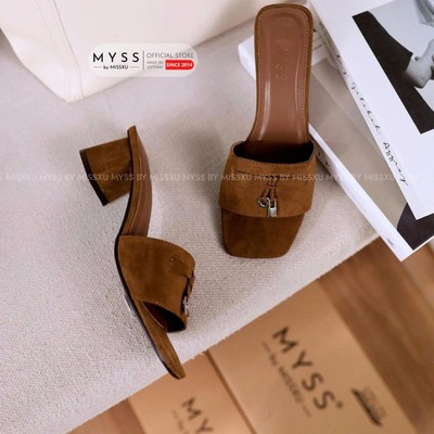 Giày sục nữ bản ngang phối charm 6cm cao cấp MYSS - SU259