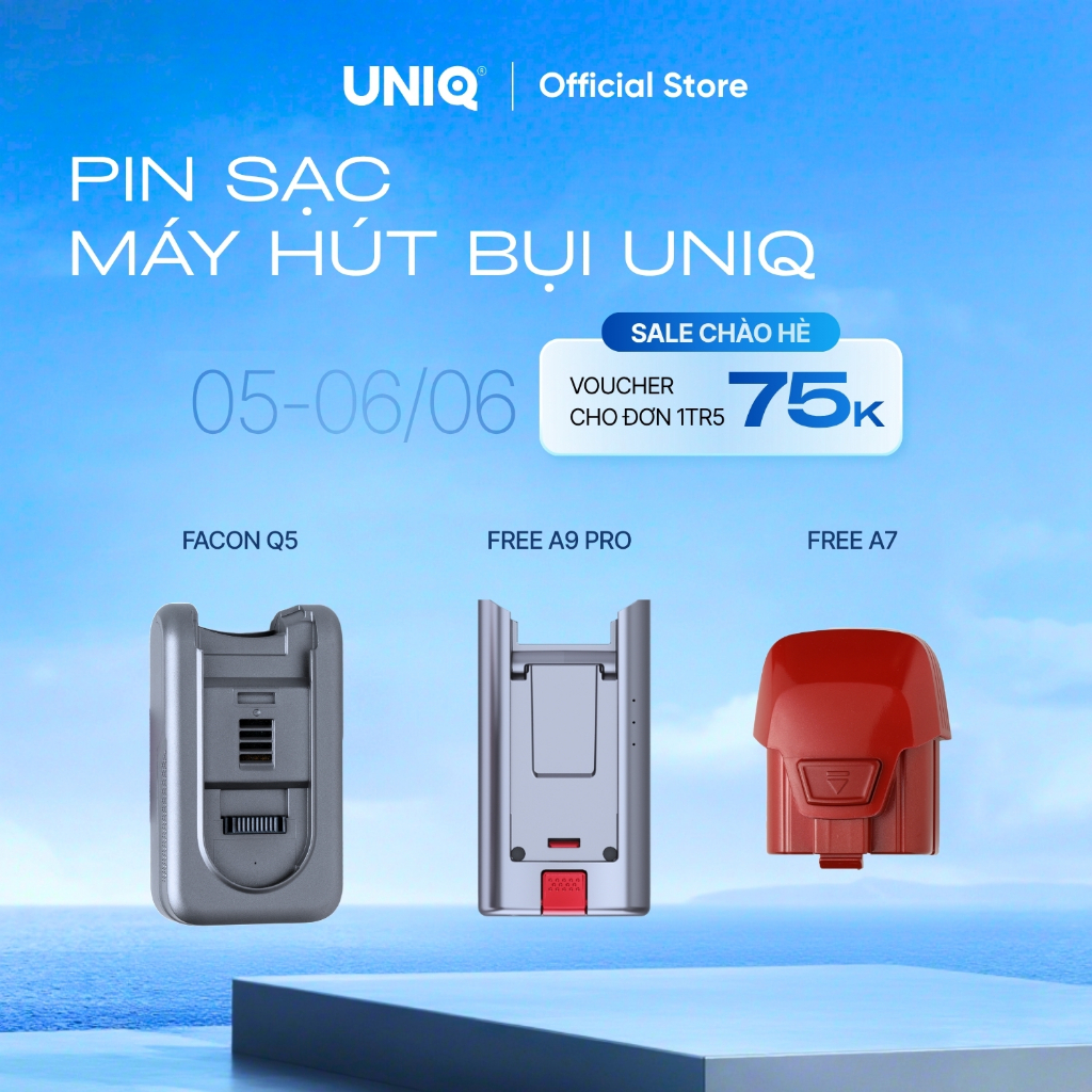Pin sạc máy hút bụi cầm tay không dây gia đình UNIQ Free A7/ Ultra/ Falcon Q5/ A9 pro mini hút sofa 